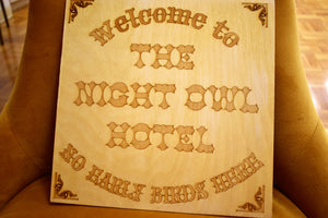 Night Owl Hotel Sign